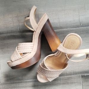 Schutz suede nude platform heels size 36